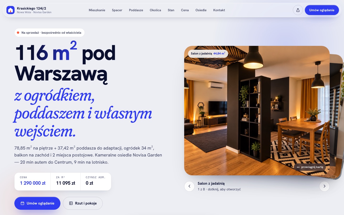 Przykładowa strona oferty w kierunku Kobalt z marką biura